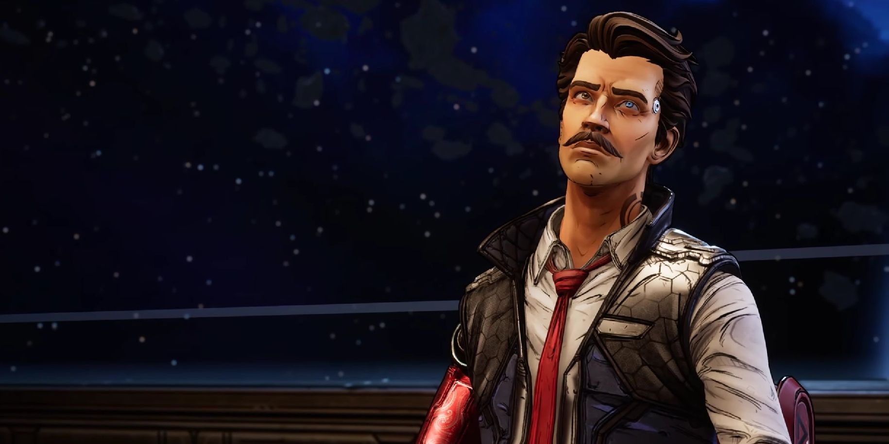 Screenshot of Rhys Strongfork confronting Anu in his Atlas office early in the game.