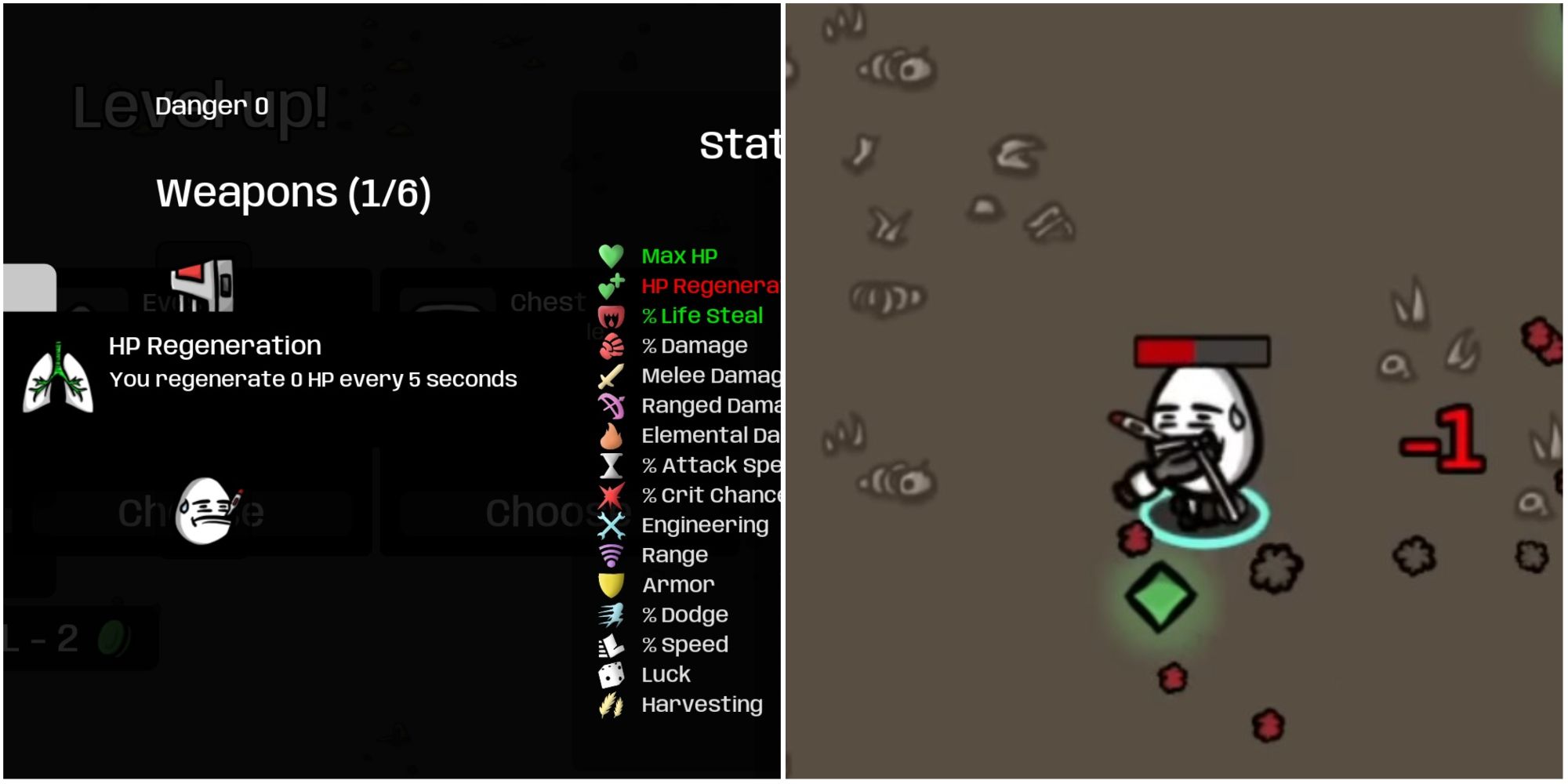 Having negative HP Regeneration means you don't get healing per 5 seconds, which would be really nice on the sick Potato since he loses one HP/second