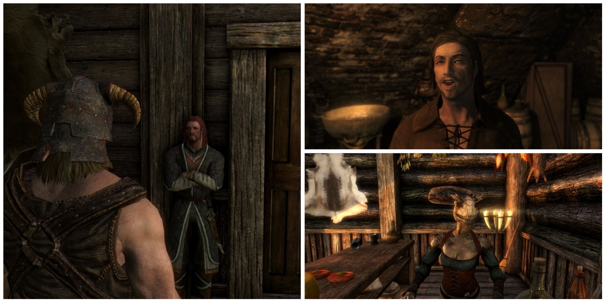 A collage showing a trio of people in an medieval city