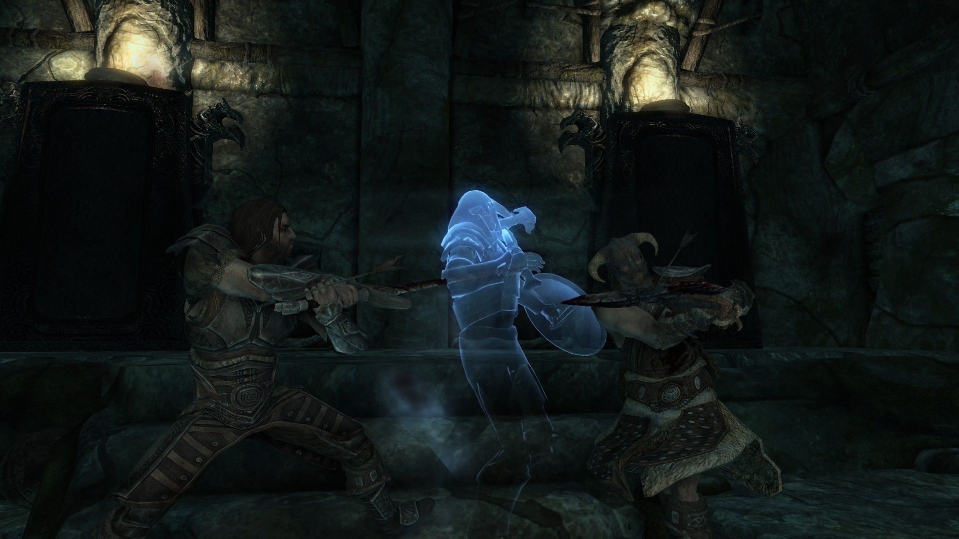Two men attack a ghost