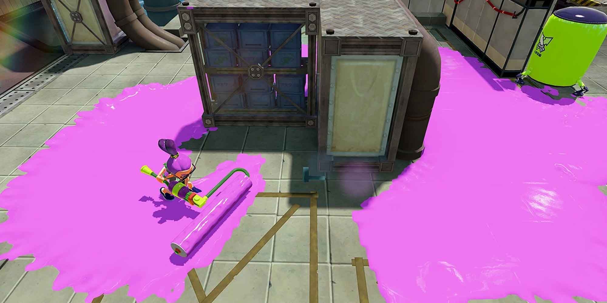 Inking the ground with the Splat Roller in Splatoon 3