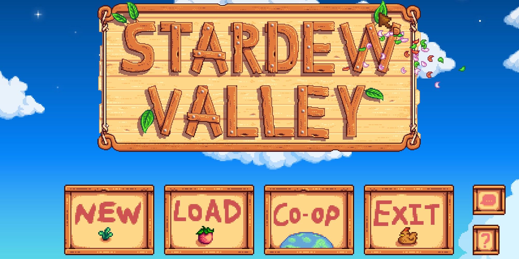 Stardew Valley Title Screen With Petals Falling
