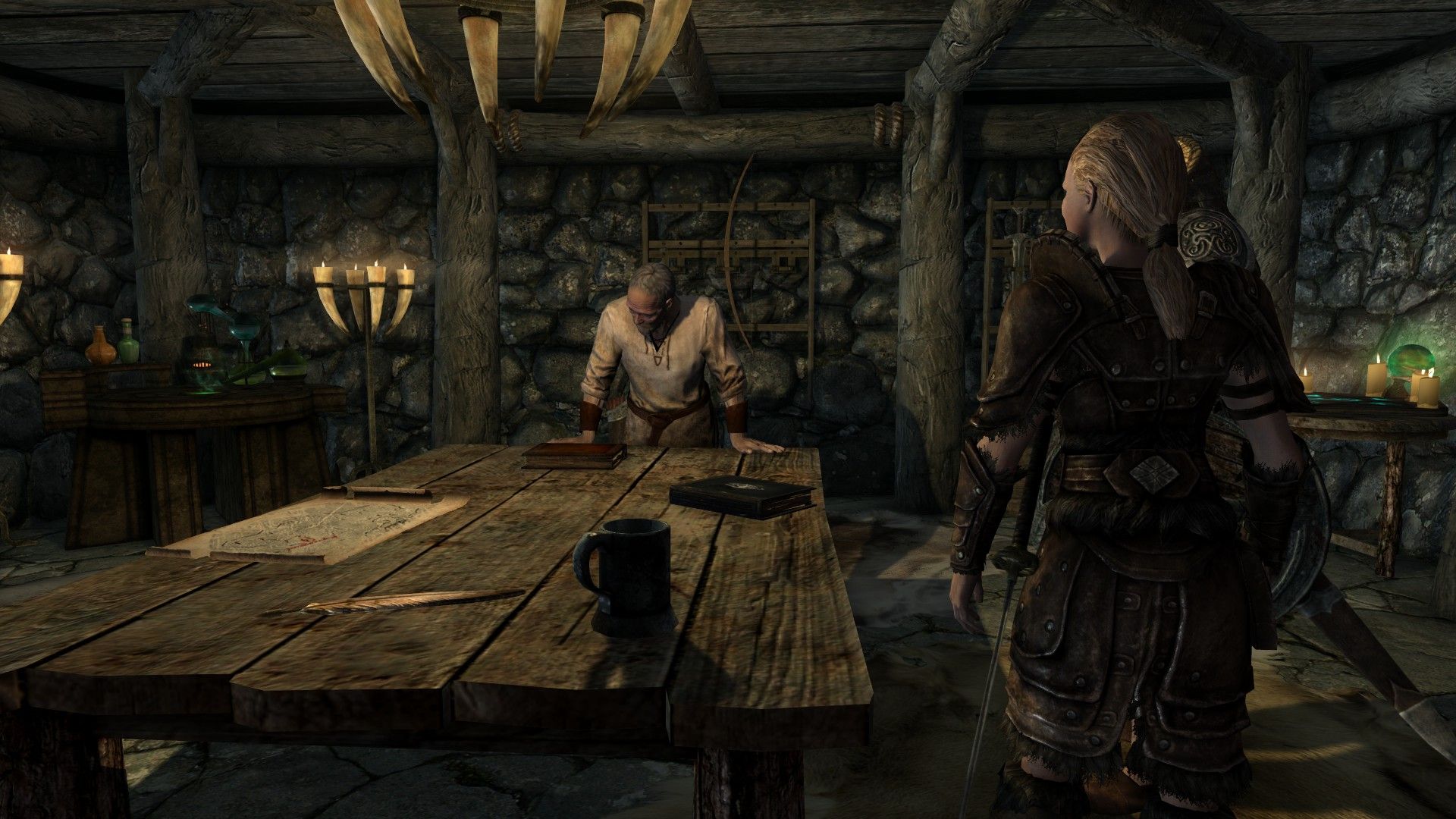 A man explains his plan to a pair of friends in an underground basement