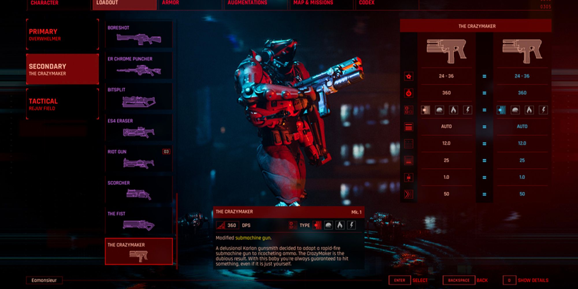 The Crazymaker loadout in The Ascent