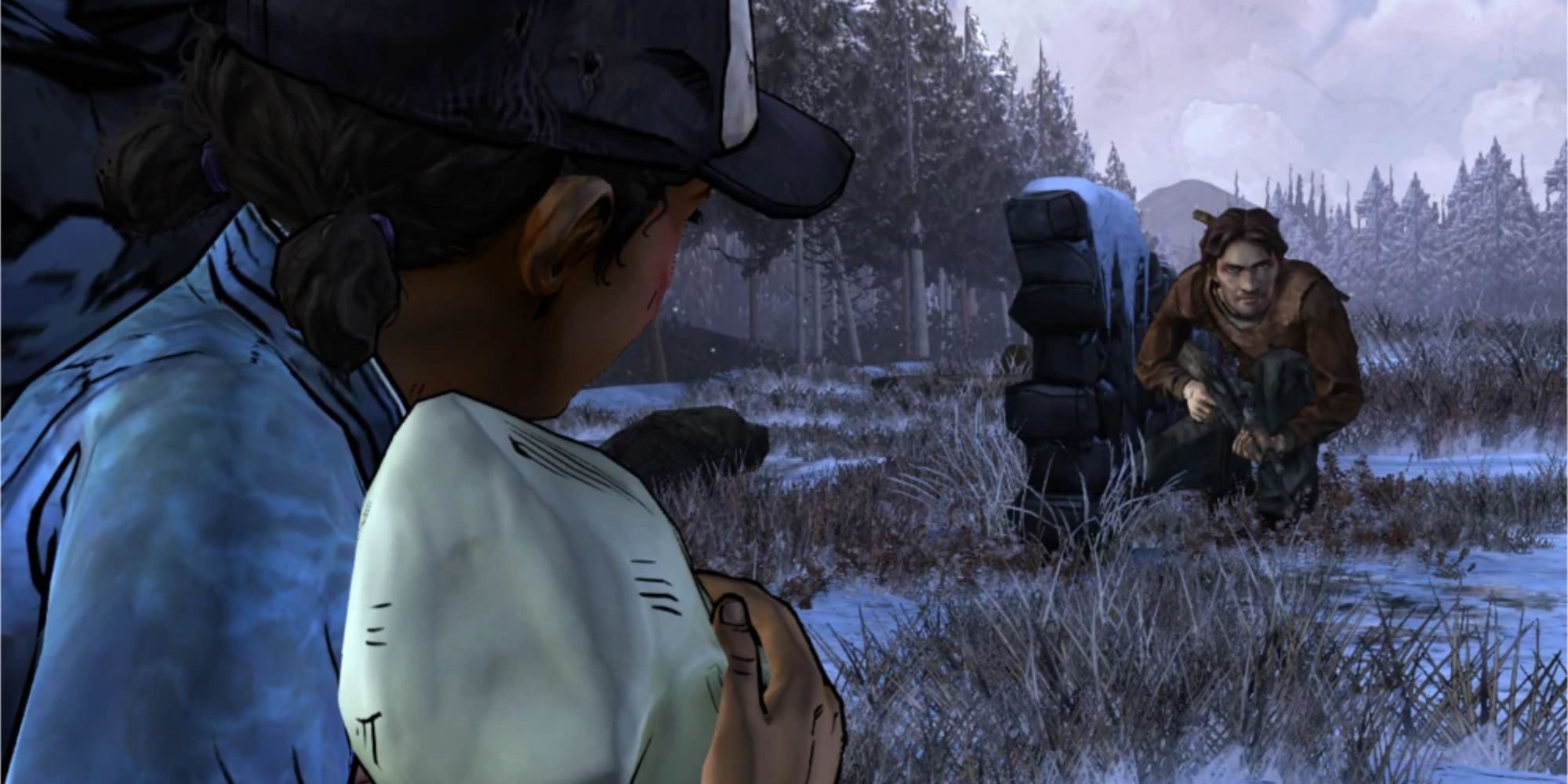 The Walking Dead - Clementine, Baby AJ and Luke during shootout