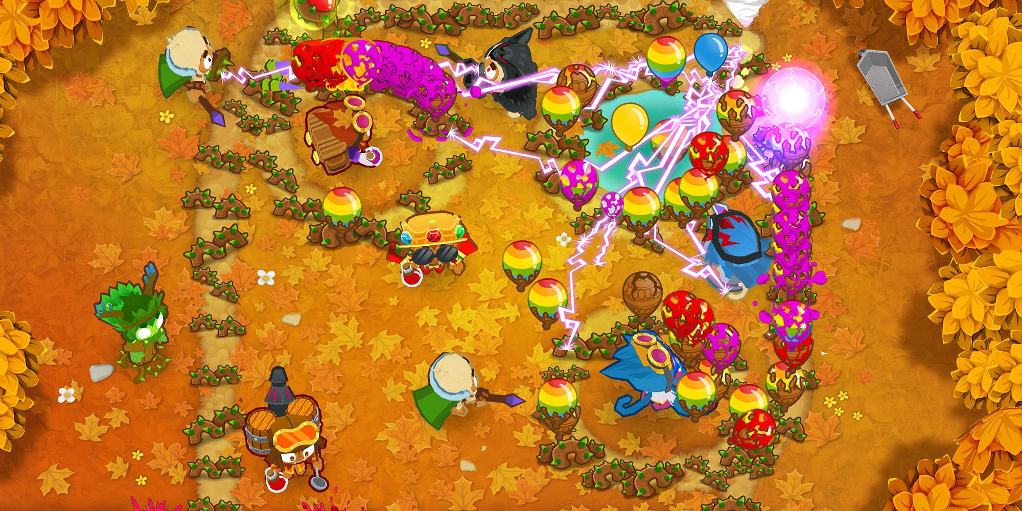 A fall-themed level in Bloons TD 6