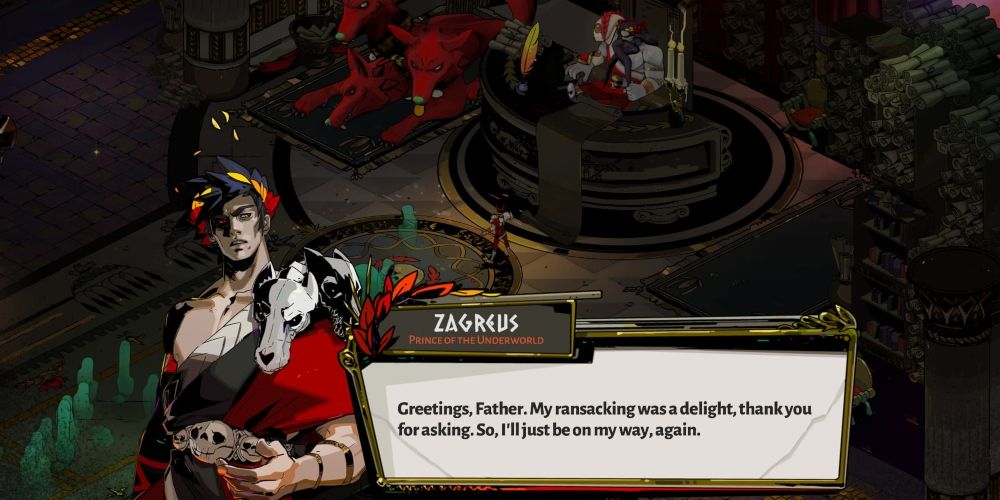 Zagreus sassing Hades in a conversation in Hades
