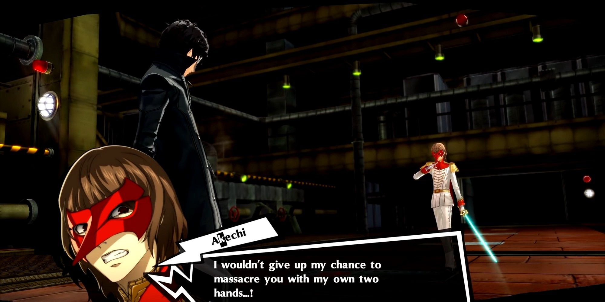 akechi taunting joker before fighting as robin hood