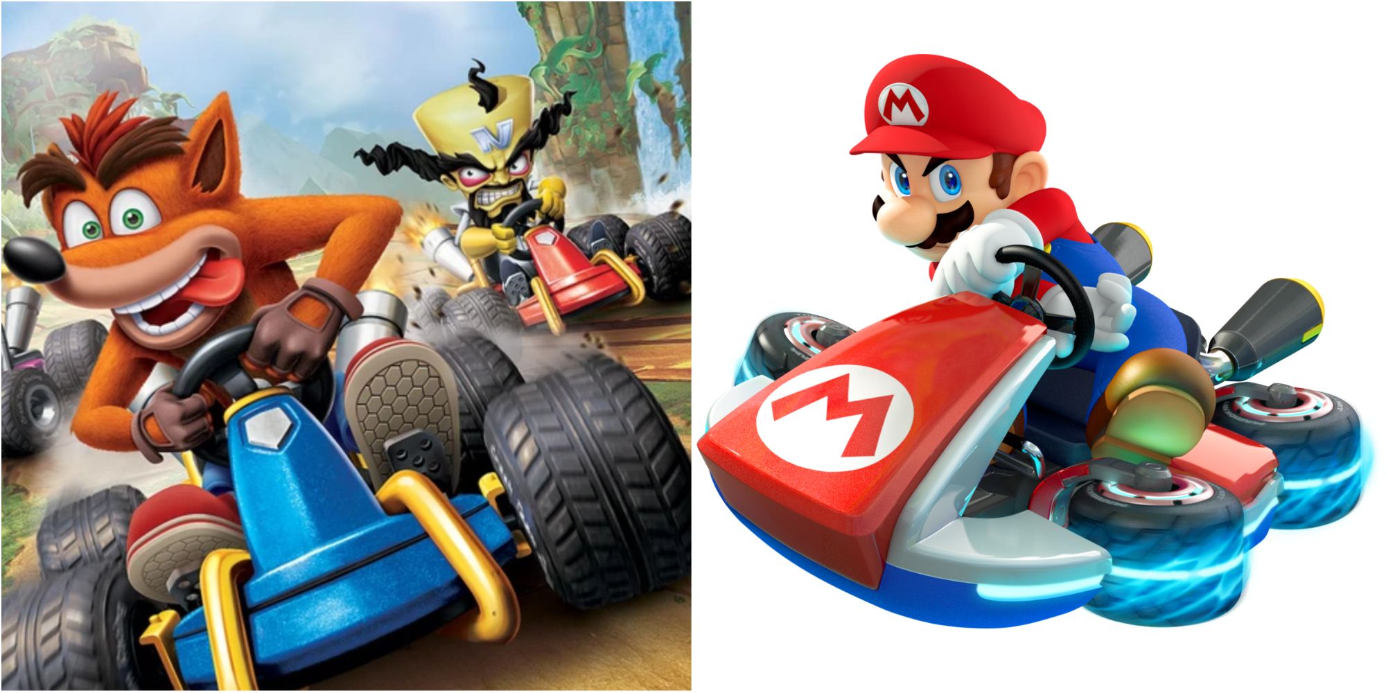 crash team racing and mario kart render