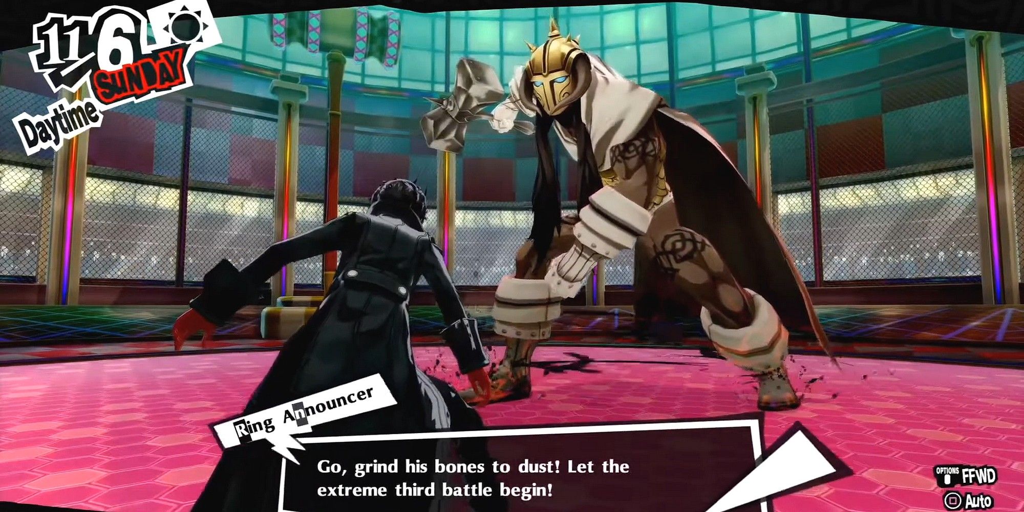 joker fightting a thor shadow during the battle arena fight in sae's casino