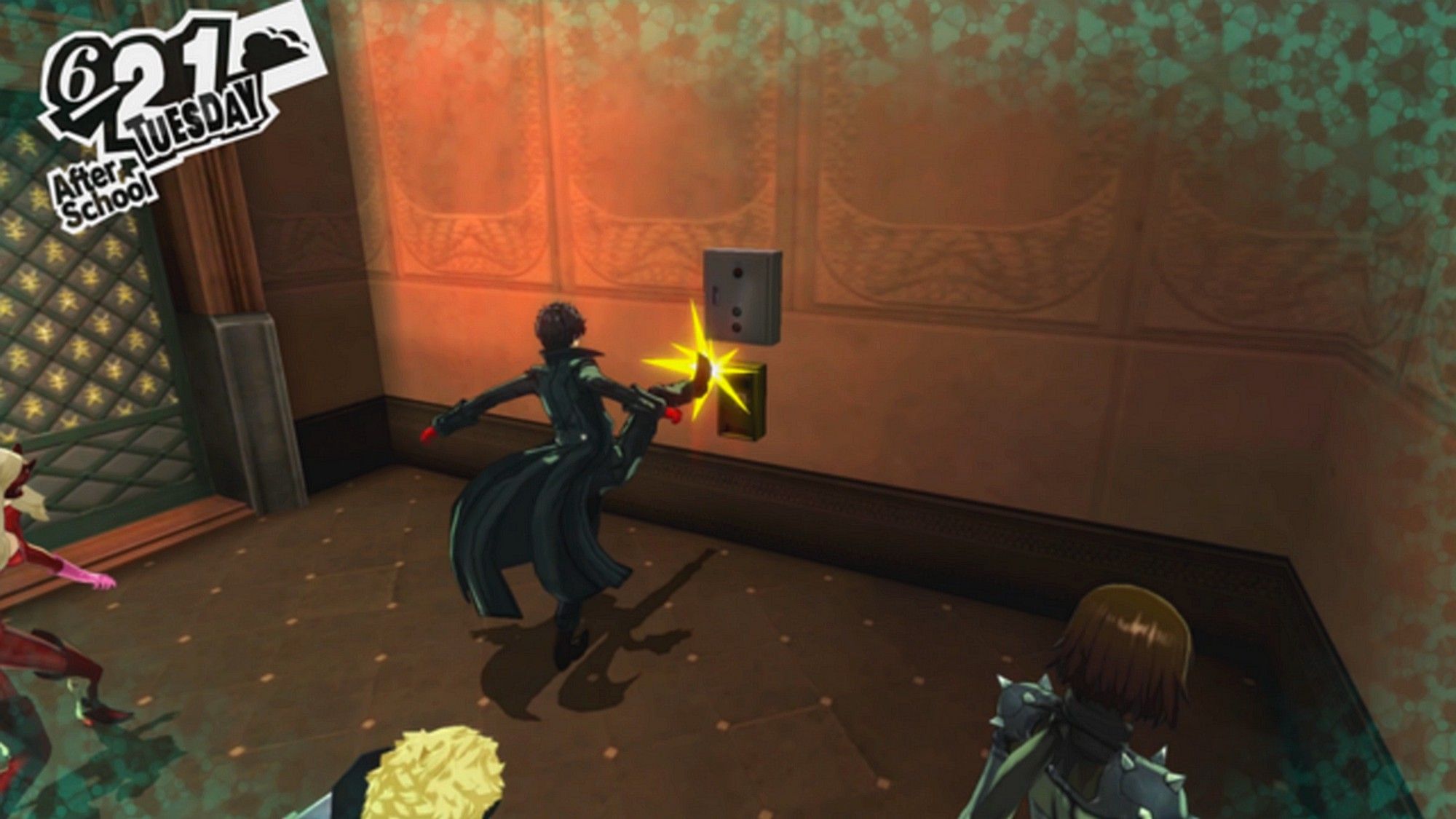 joker kicking a power box in kaneshiro's palace to disable cameras