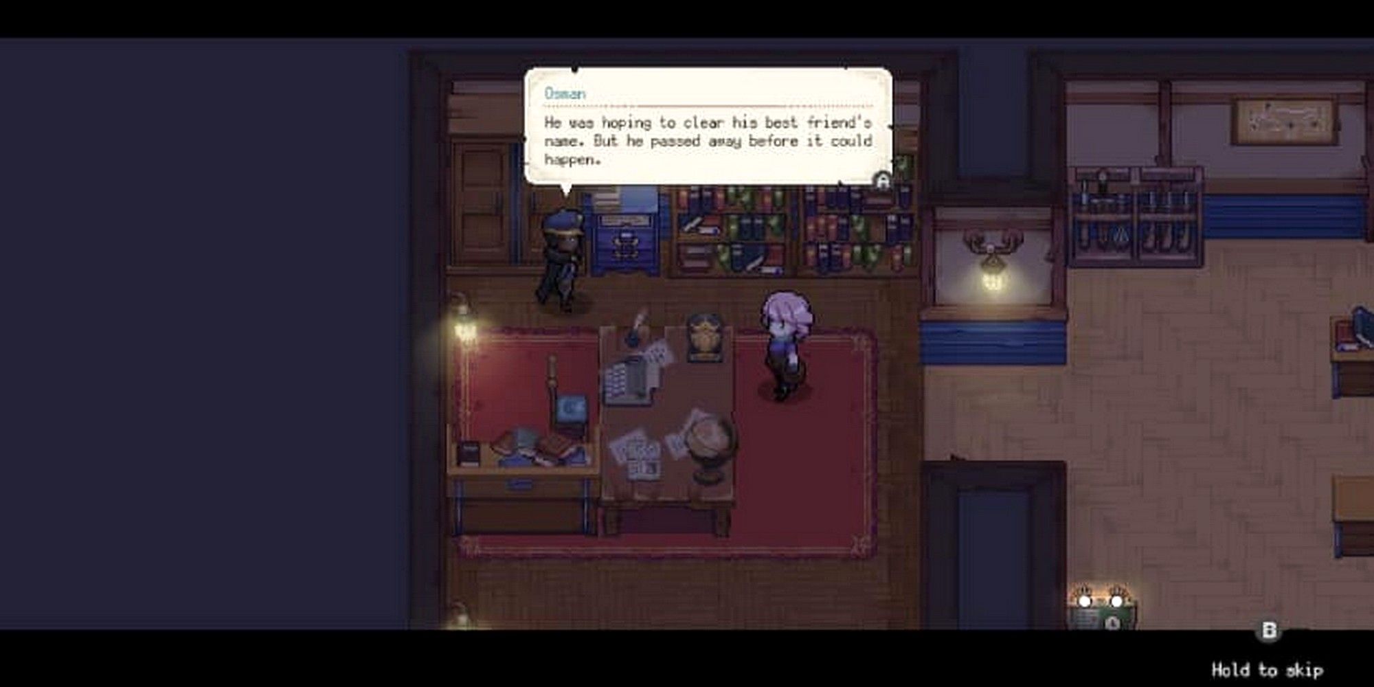 osman talking about his dad in his office in potion permit