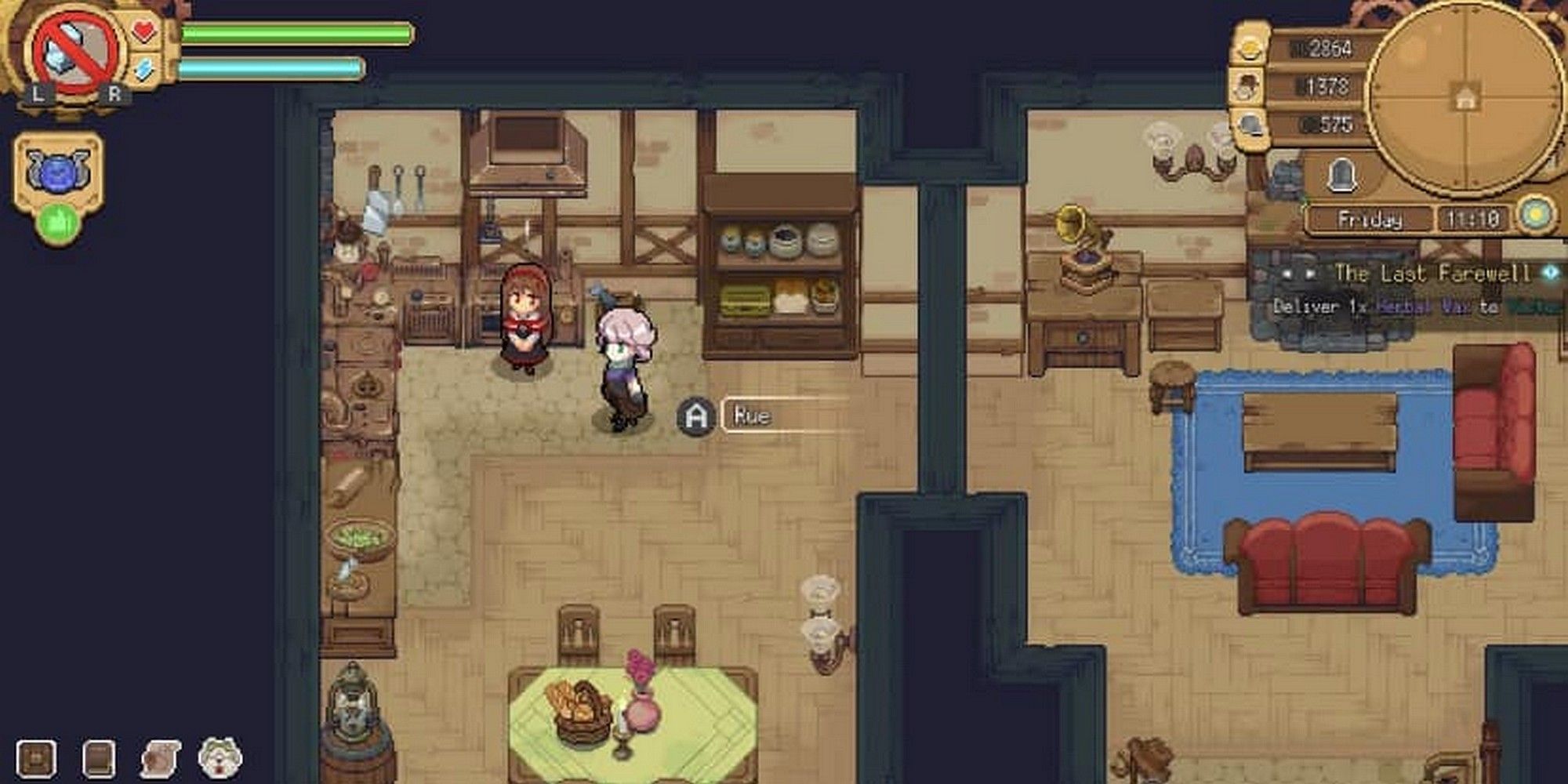 potion permit chemist and rue at myers house in the kitchen