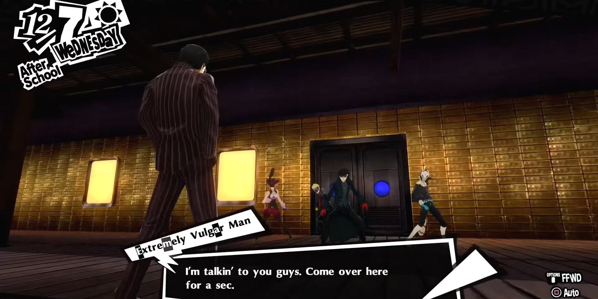 the cleaner threatening the thieves for the first time in shido's palace