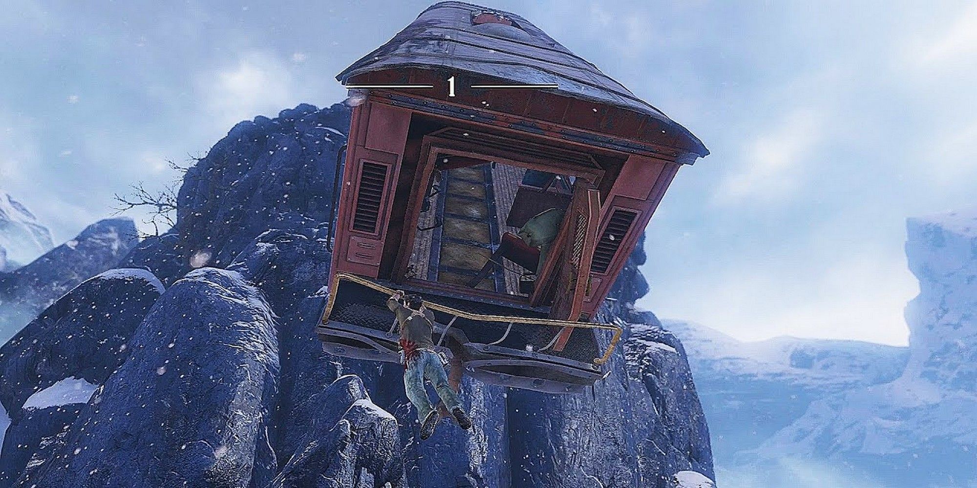 uncharted 2 among thieves intro train car nathan drake hanging