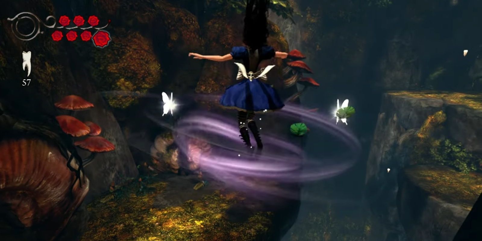 Alice platforming near the beginning of the game in Alice: Madness Returns.