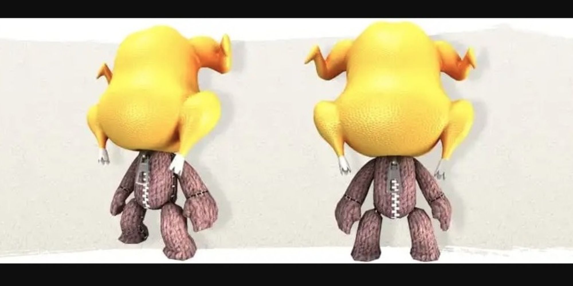 Sack Boys wearing turkeys on their heads