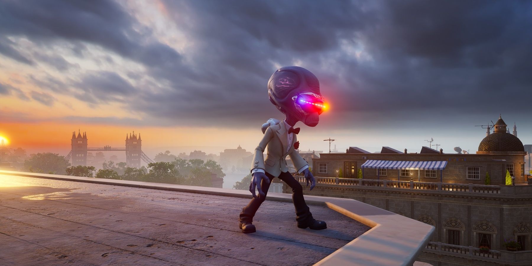 Destroy All Humans! 2: Reprobed -- Best Weapons. Crypto wears his Free Love goggles.