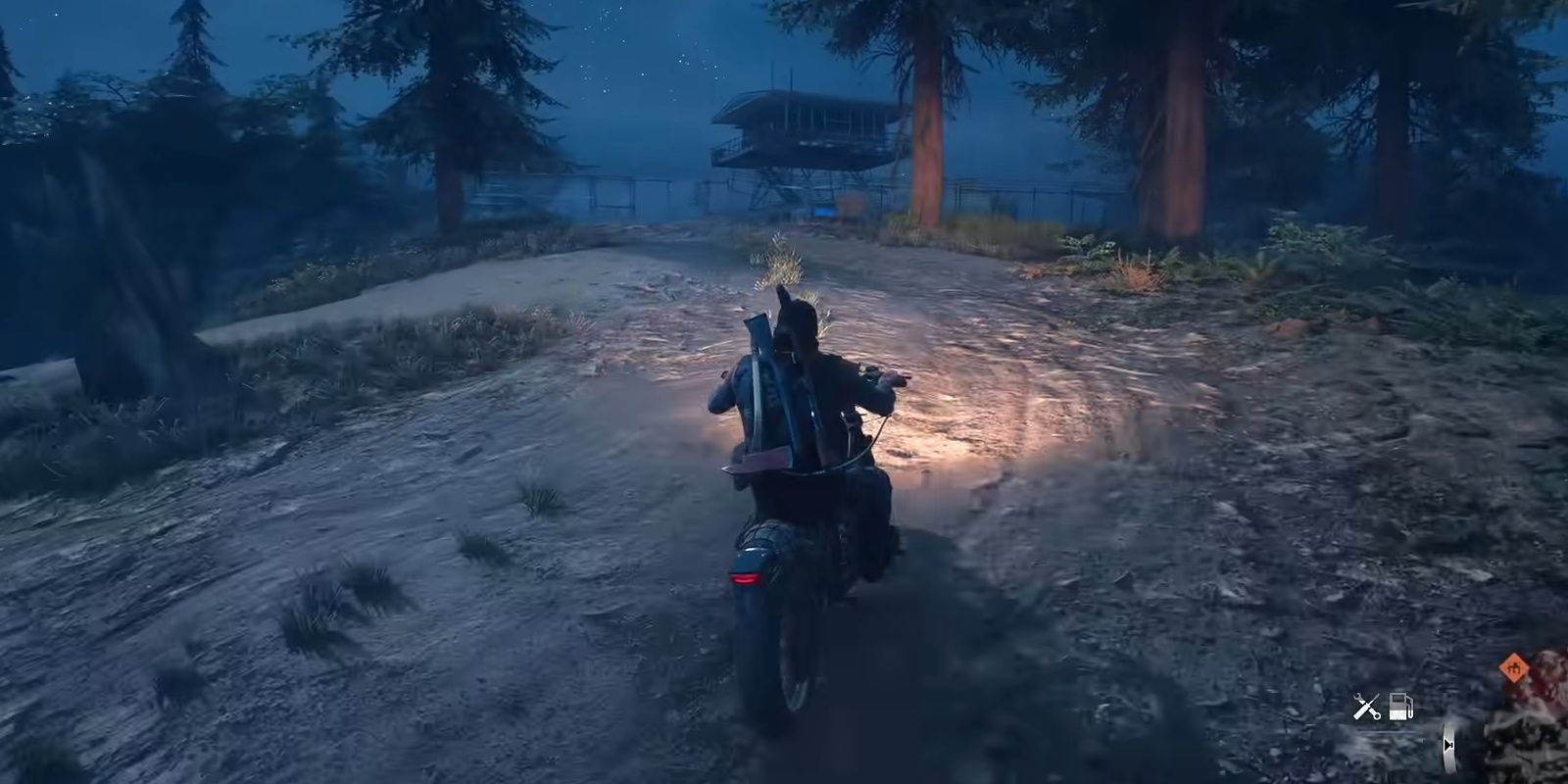 Deacon riding his bike at night from Days Gone.