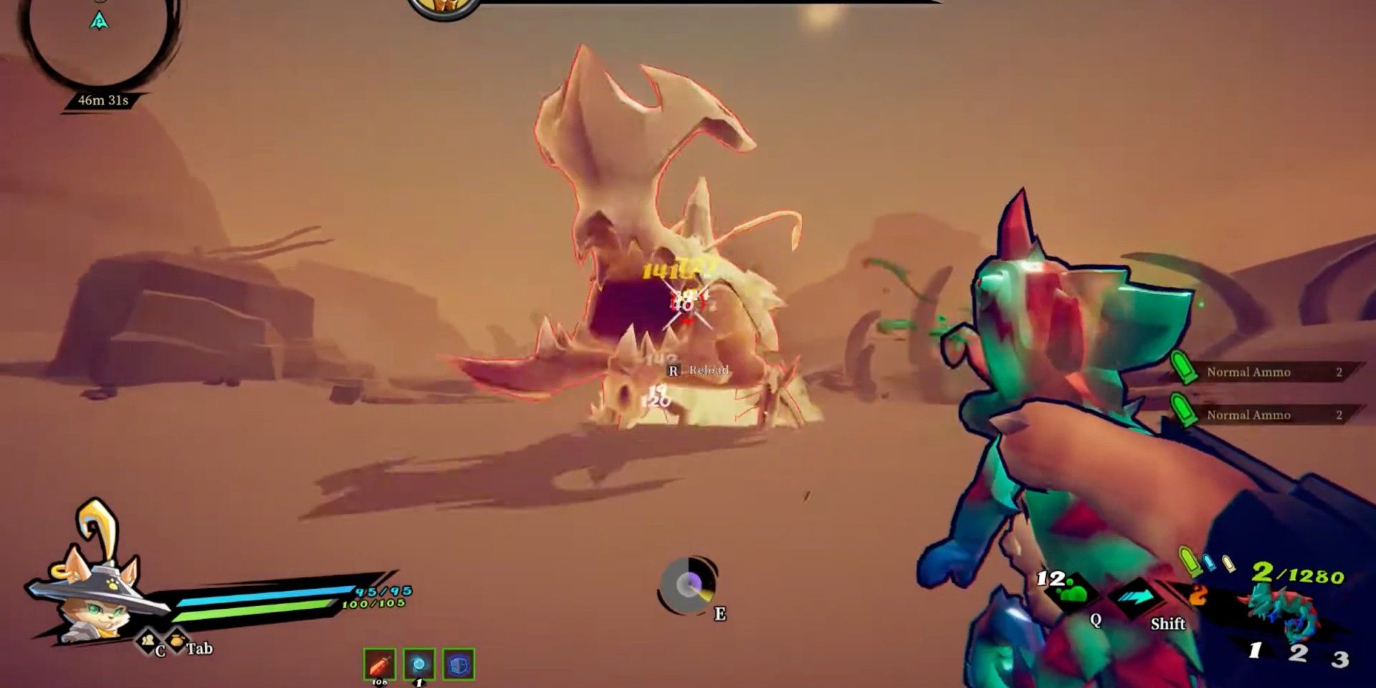 Dual Fang Weapon facing off in the desert - gunfire reborn