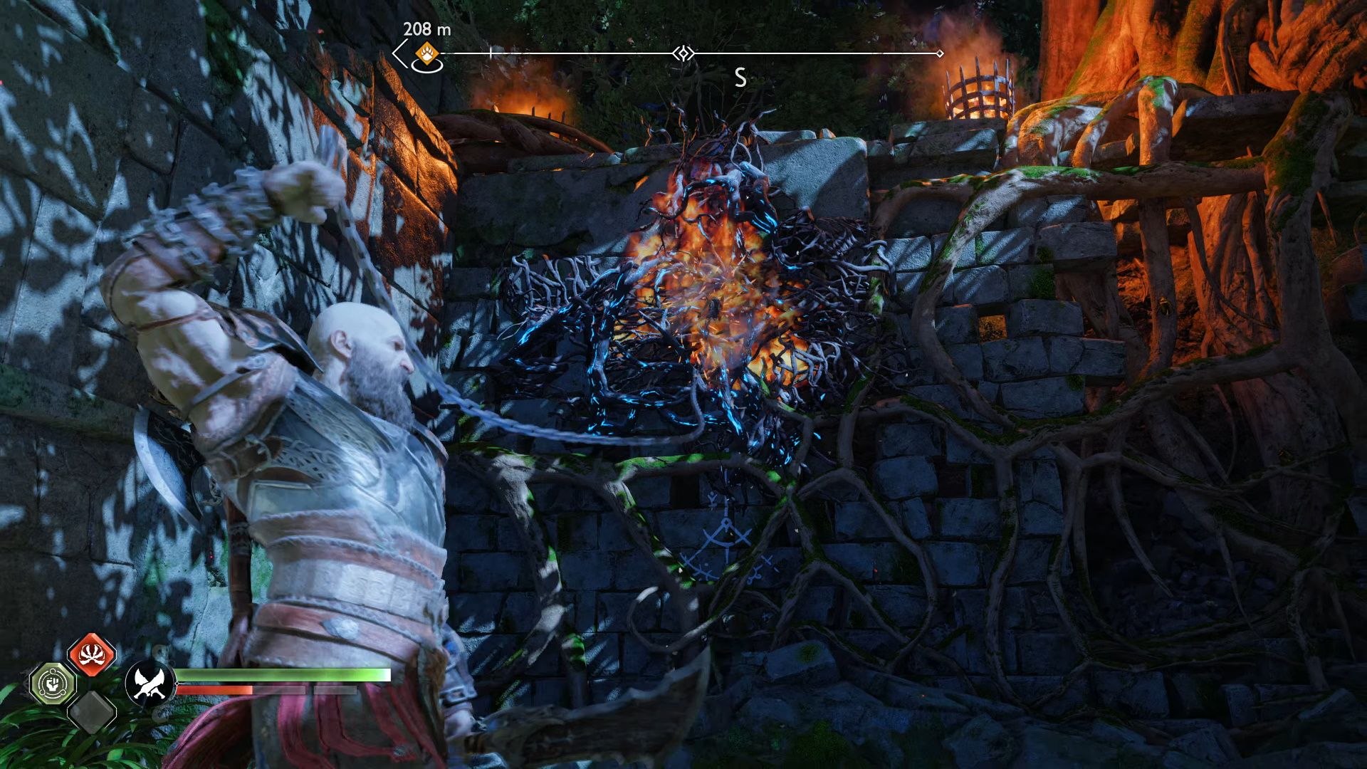 God Of War Ragnarok, Vanaheim, Burning The Brambles Blocking The Chest