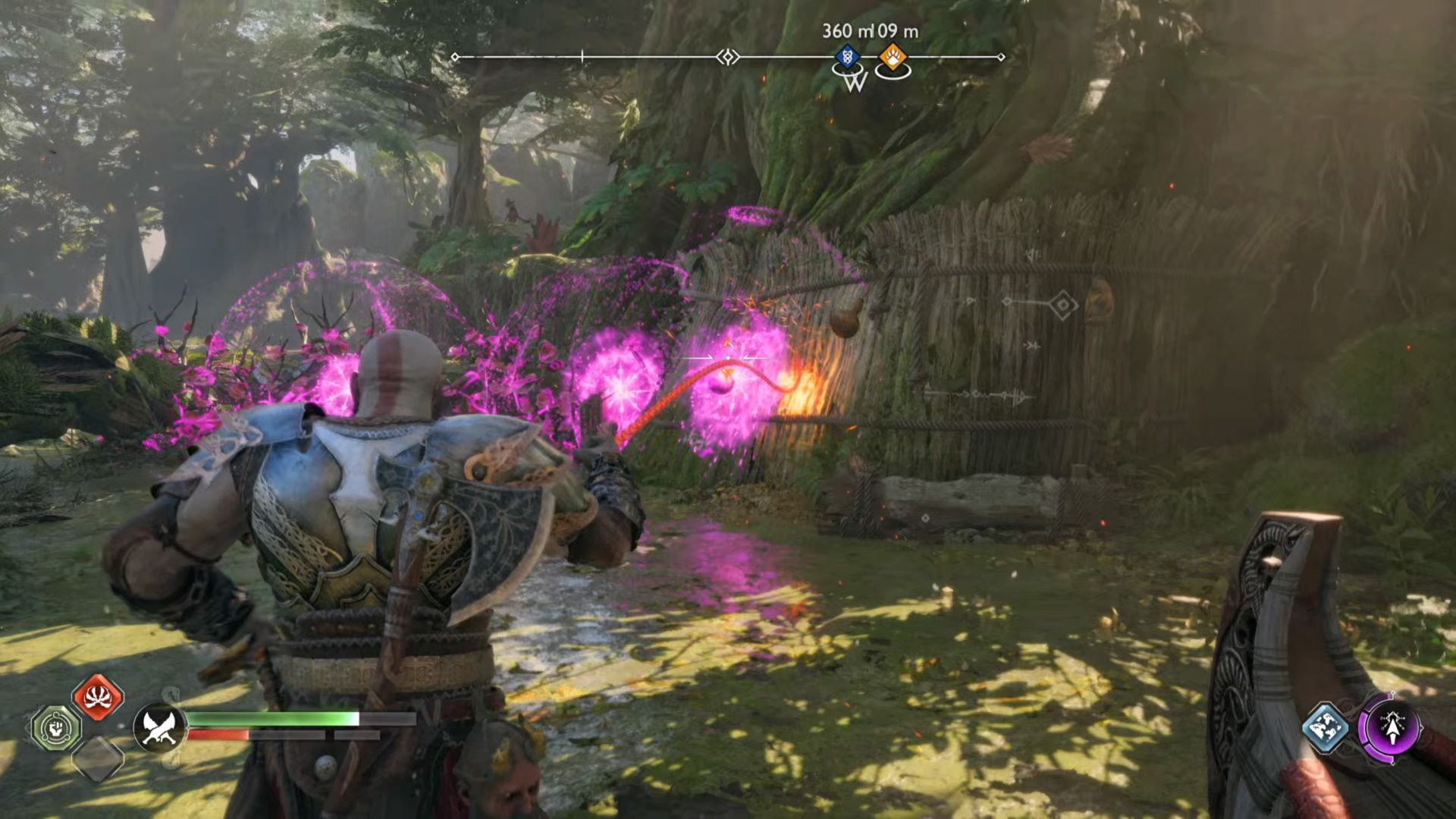 God Of War Ragnarok, Vanaheim, Chaining The Hexes Together To Clear The River