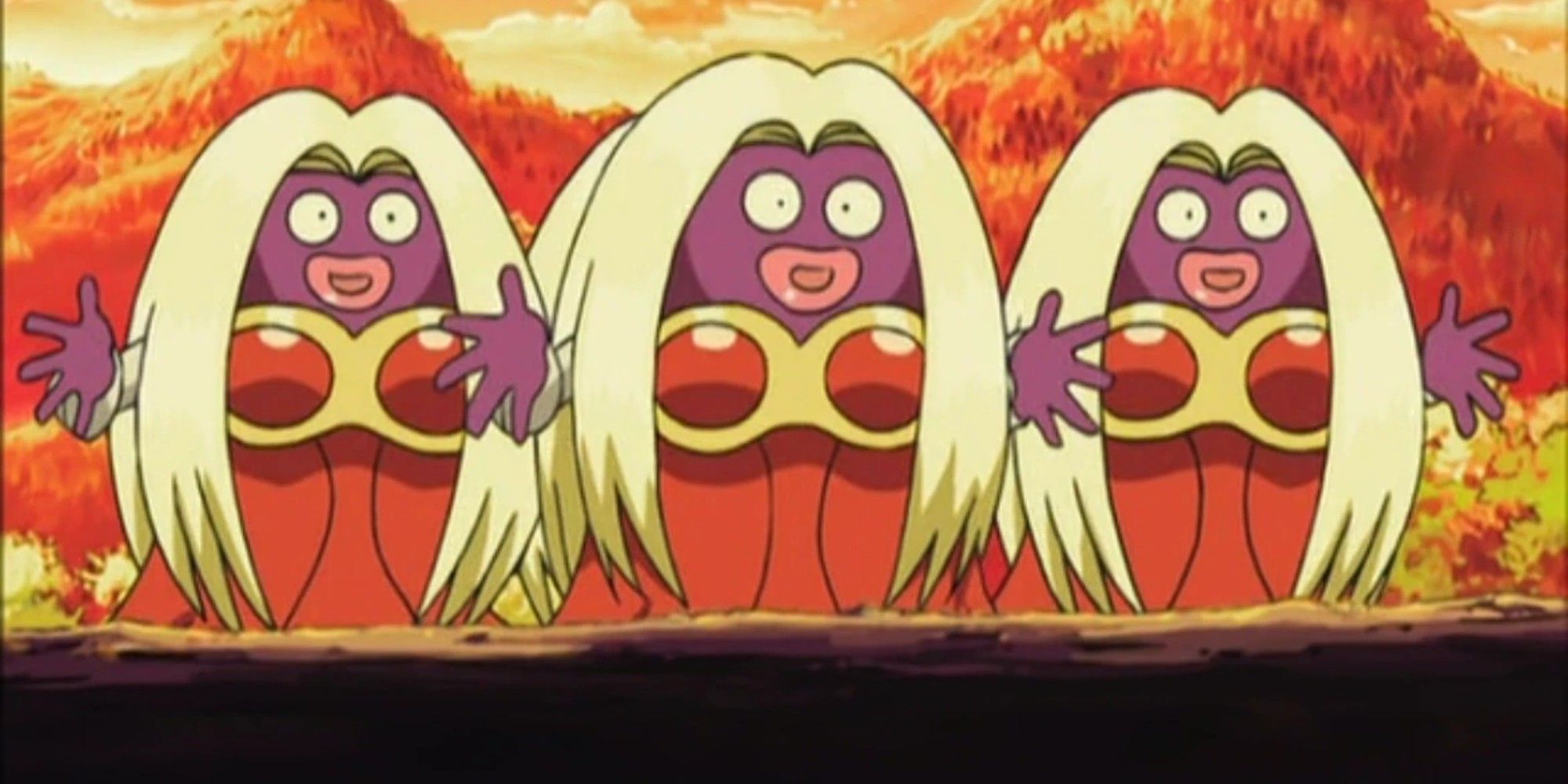 Group of Jynx from the Pokemon anime, looking happy