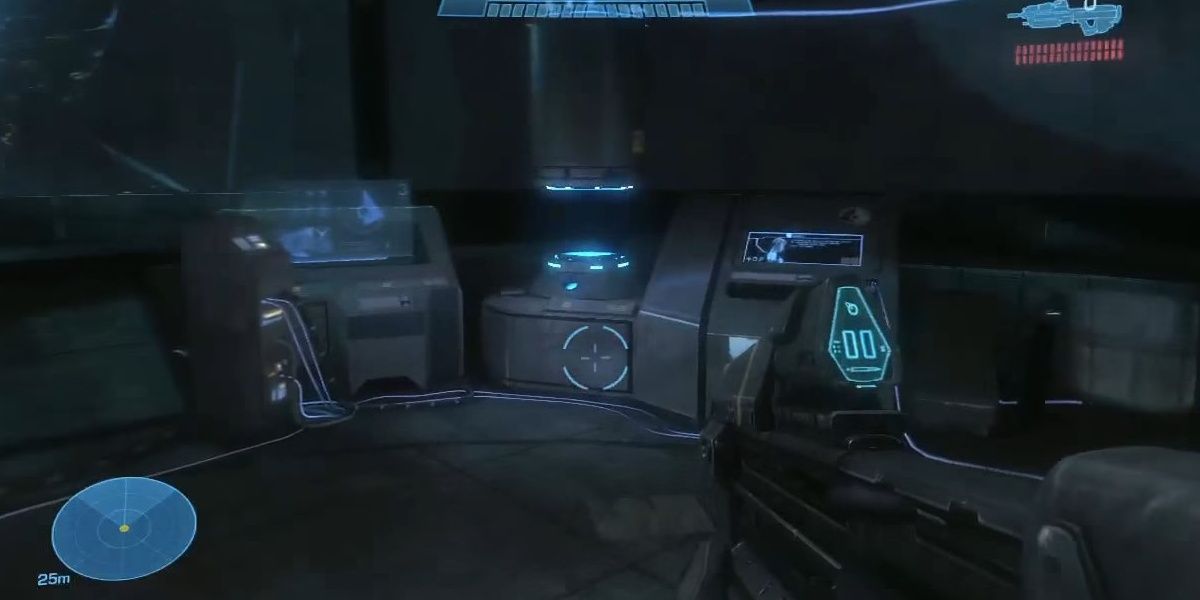 One side of the tribute room in Halo Reach.