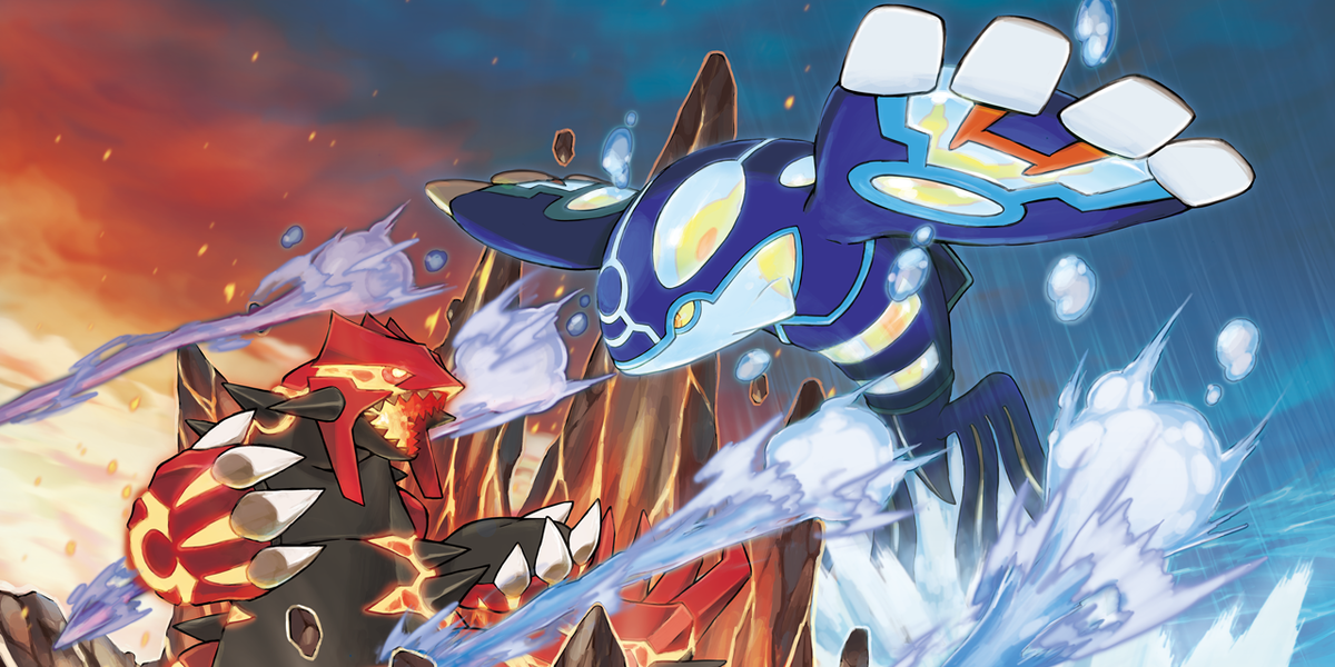 Pokemon: Primal Groudon And Kyogre do battle.