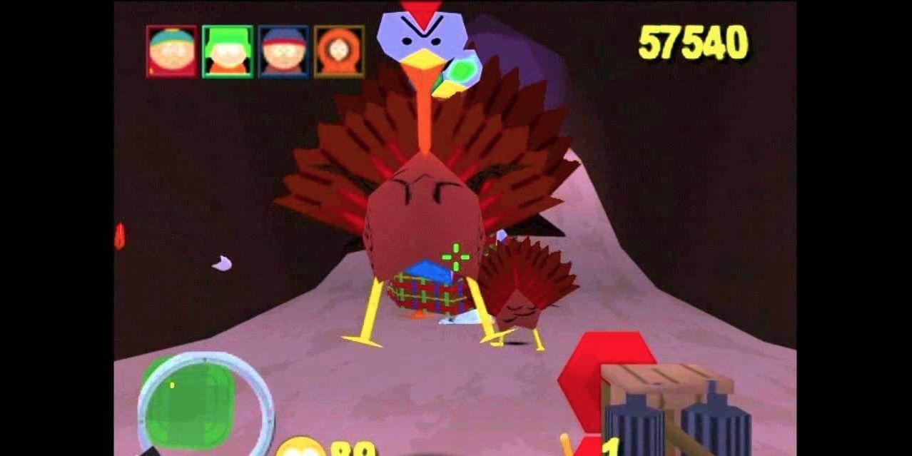 An angry turkey jumping at and attacking the player