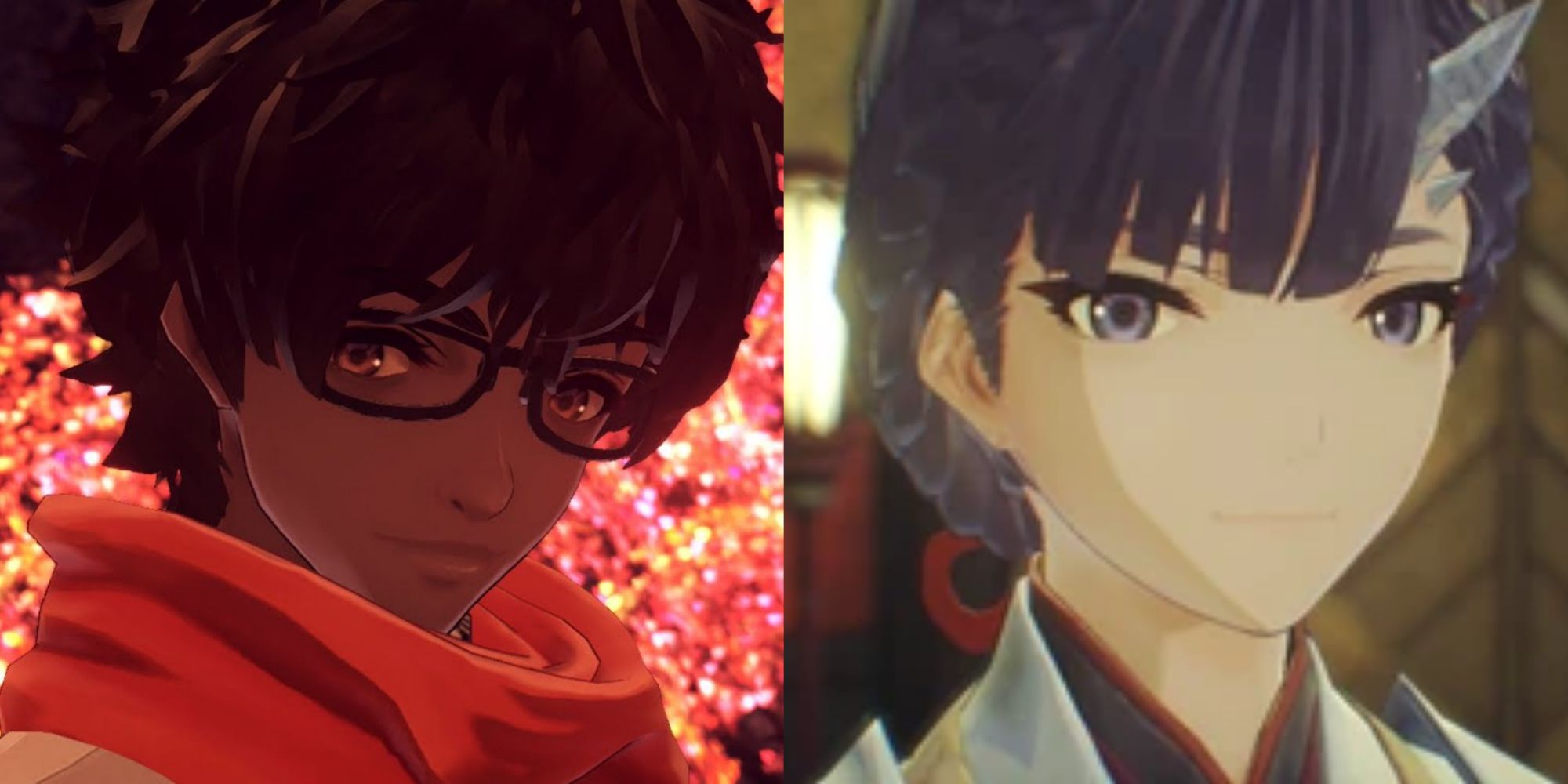 Split image screenshots of Taion and Nimue in Xenoblade Chronicles 3.