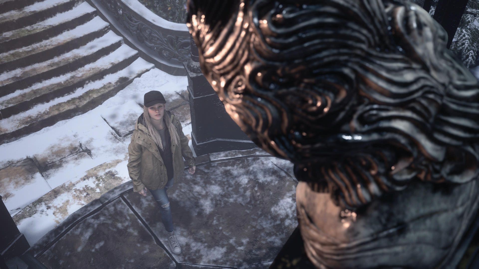 The Bronze Mask In Shadows Of Rose