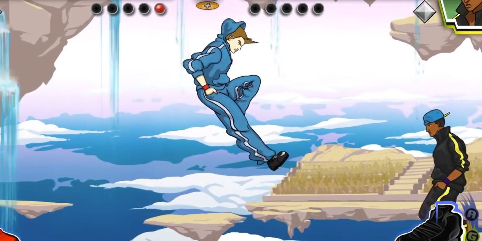 The main characters Dive and Kick going at it in Divekick.
