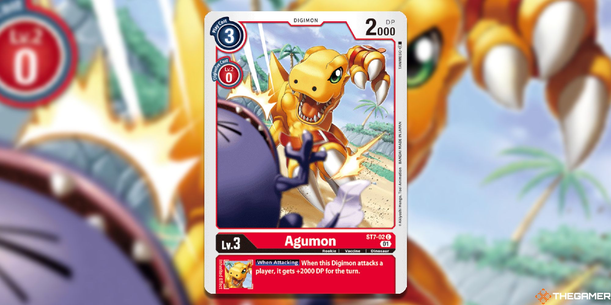 agumon st7 digimon card game with blur and logo
