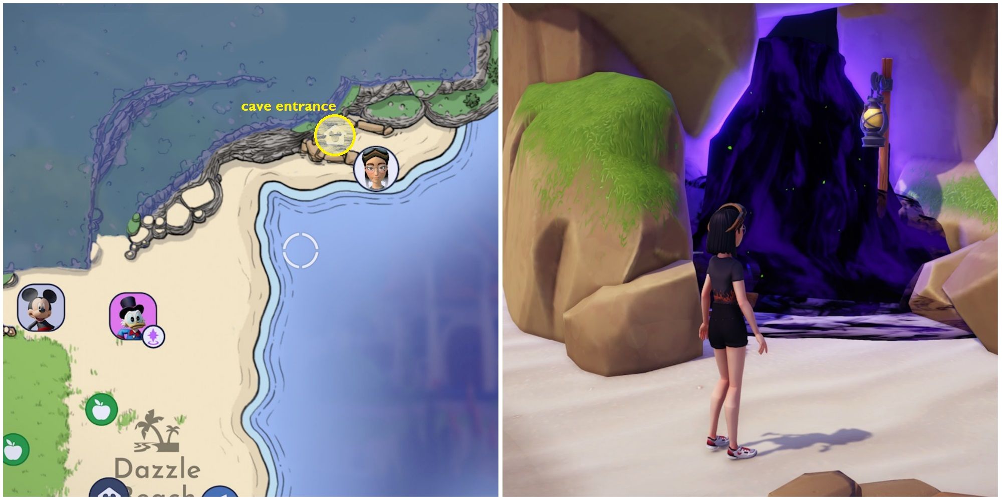 finding cursed cave in map