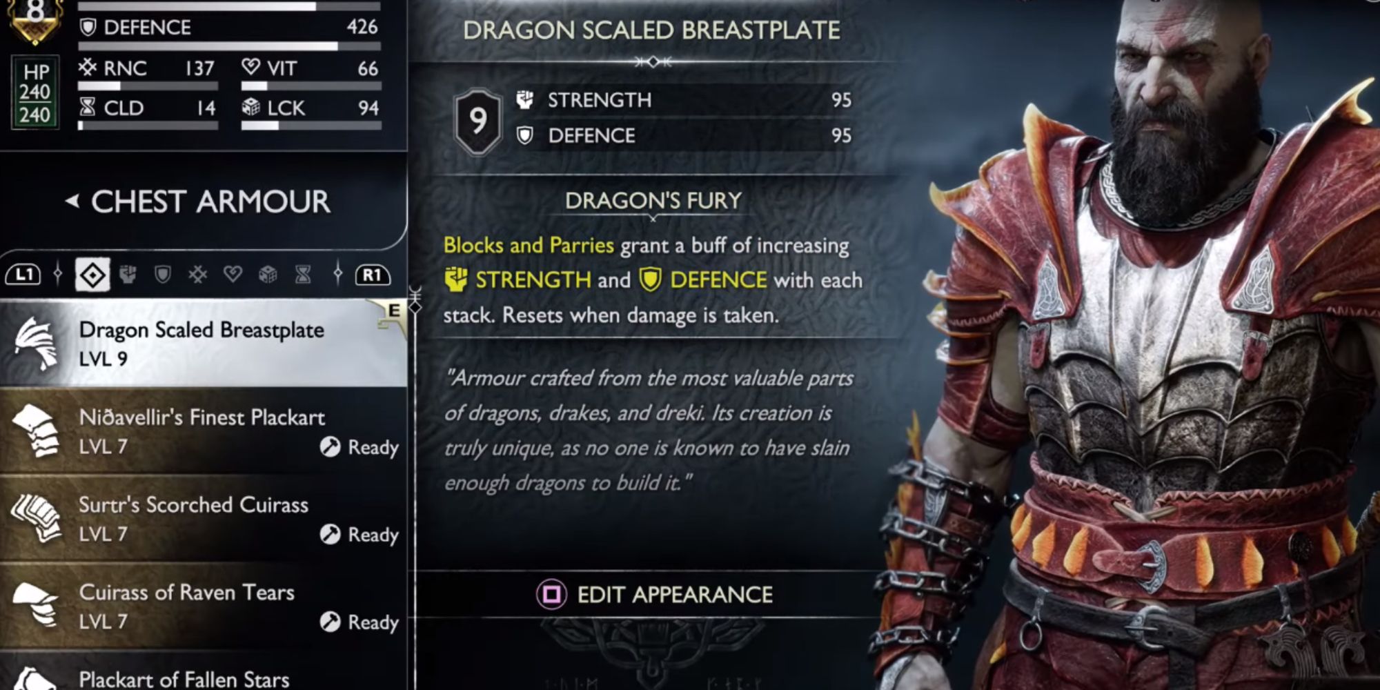Image showing Kratos showing the Dragon Scaled Breastplate.