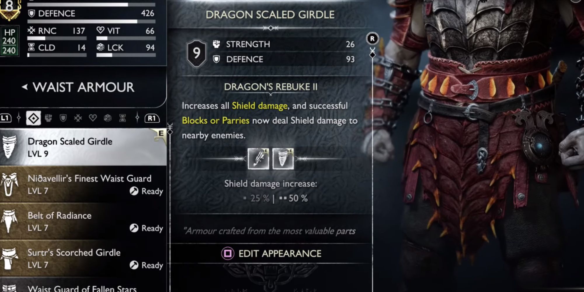 Image showing Kratos showing the Dragon Scaled Girdle.