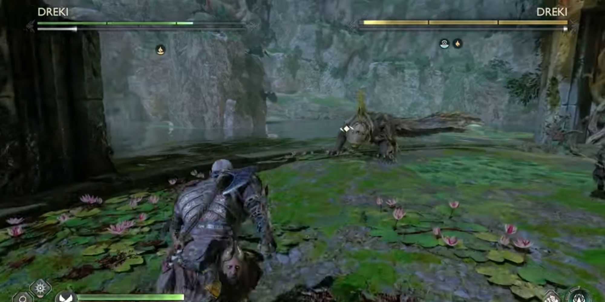 Image showing Kratos fighting two Drekis.
