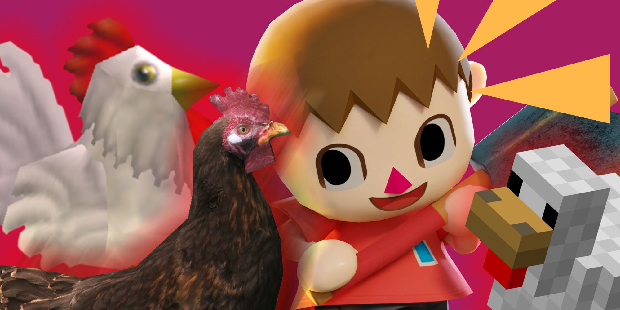 Animal Crossing Villager, collage of chickens from various games