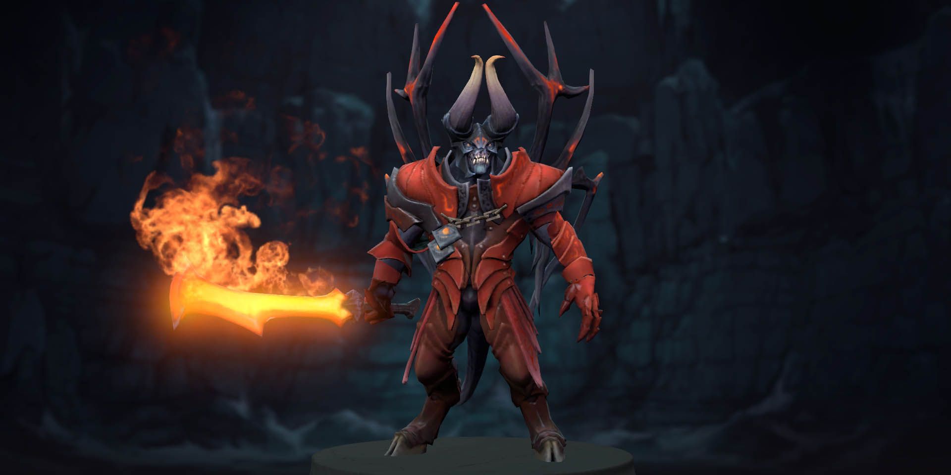 Dota 2 a menacing demon with a flaming sword