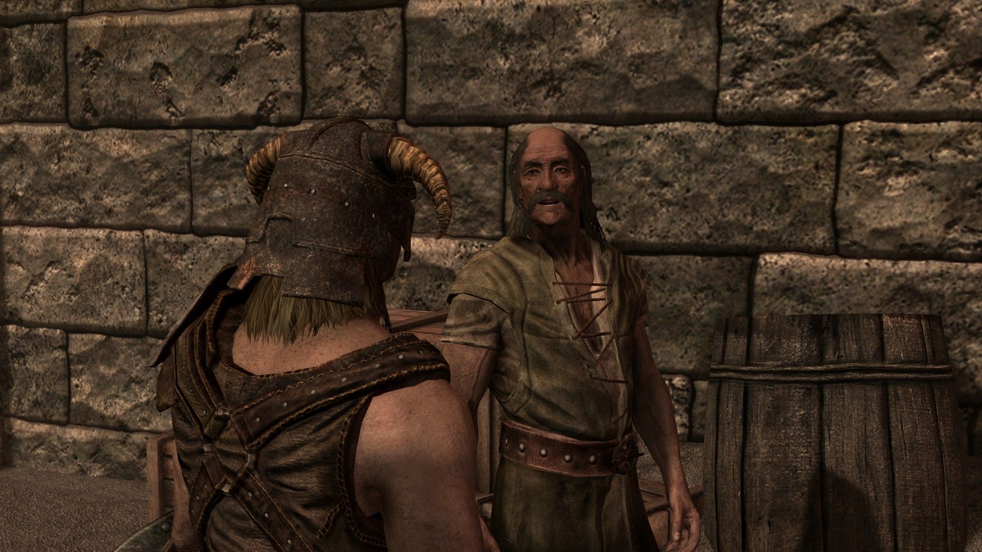 An adventurer speaks to an old man to return a journal retrieved inside a mine. 