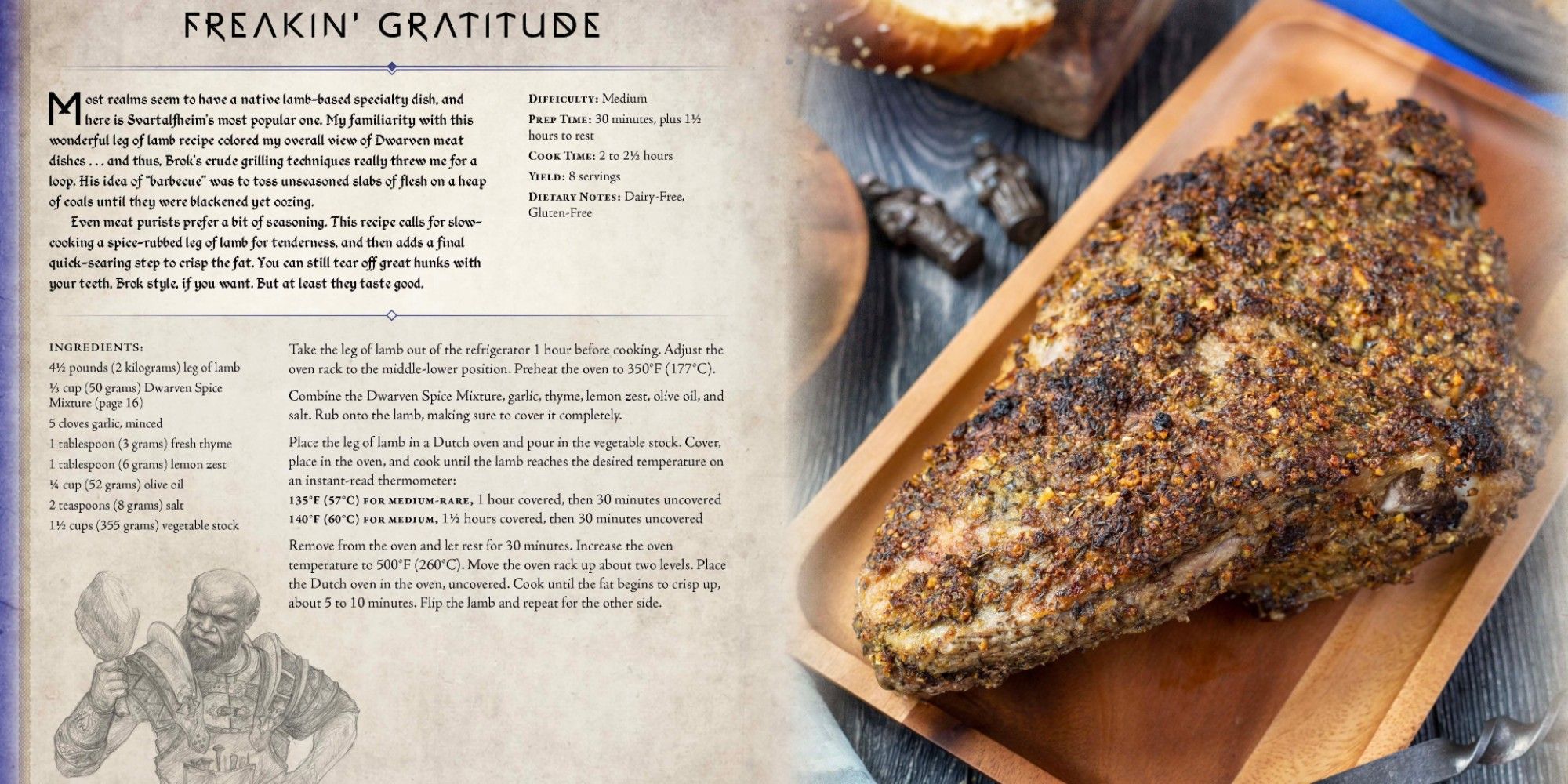 god of war cookbook recipe for a leg of lamb