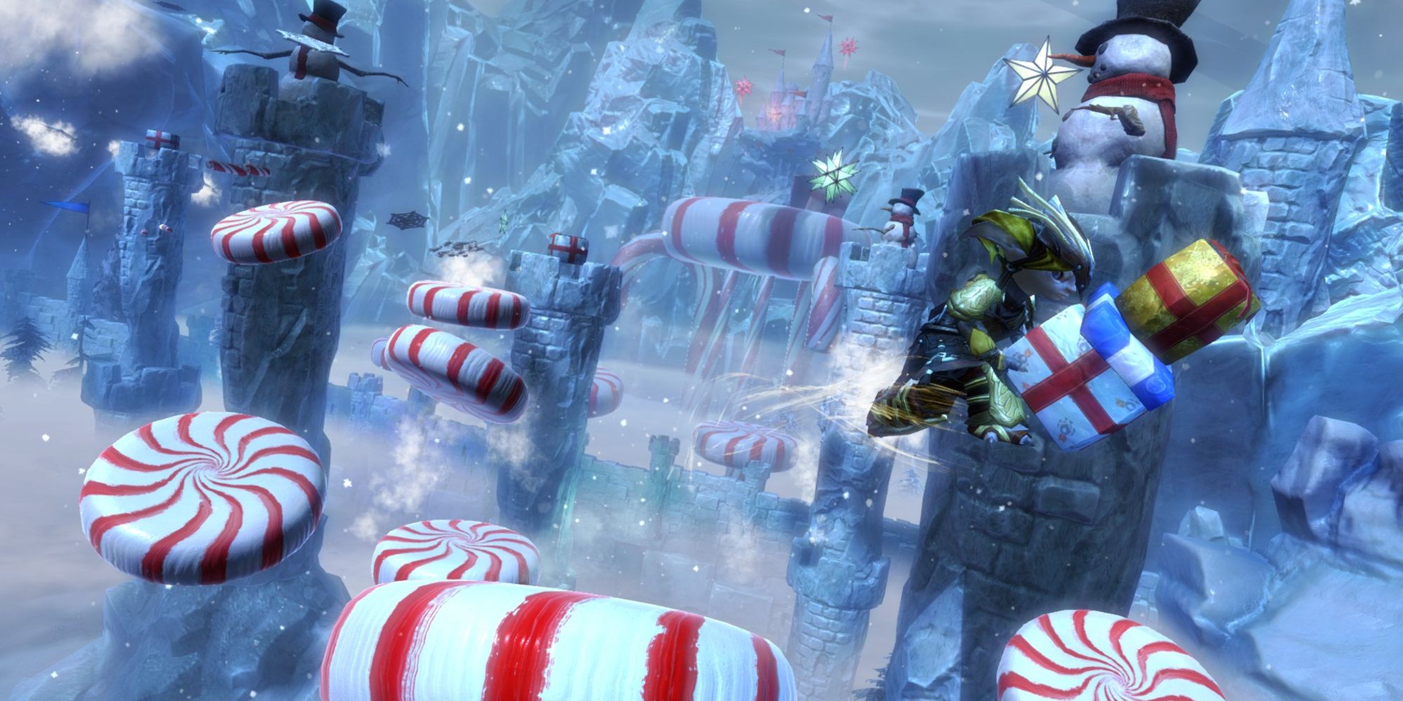 Guild Wars 2 Wintersday Jumping Across Peppermints