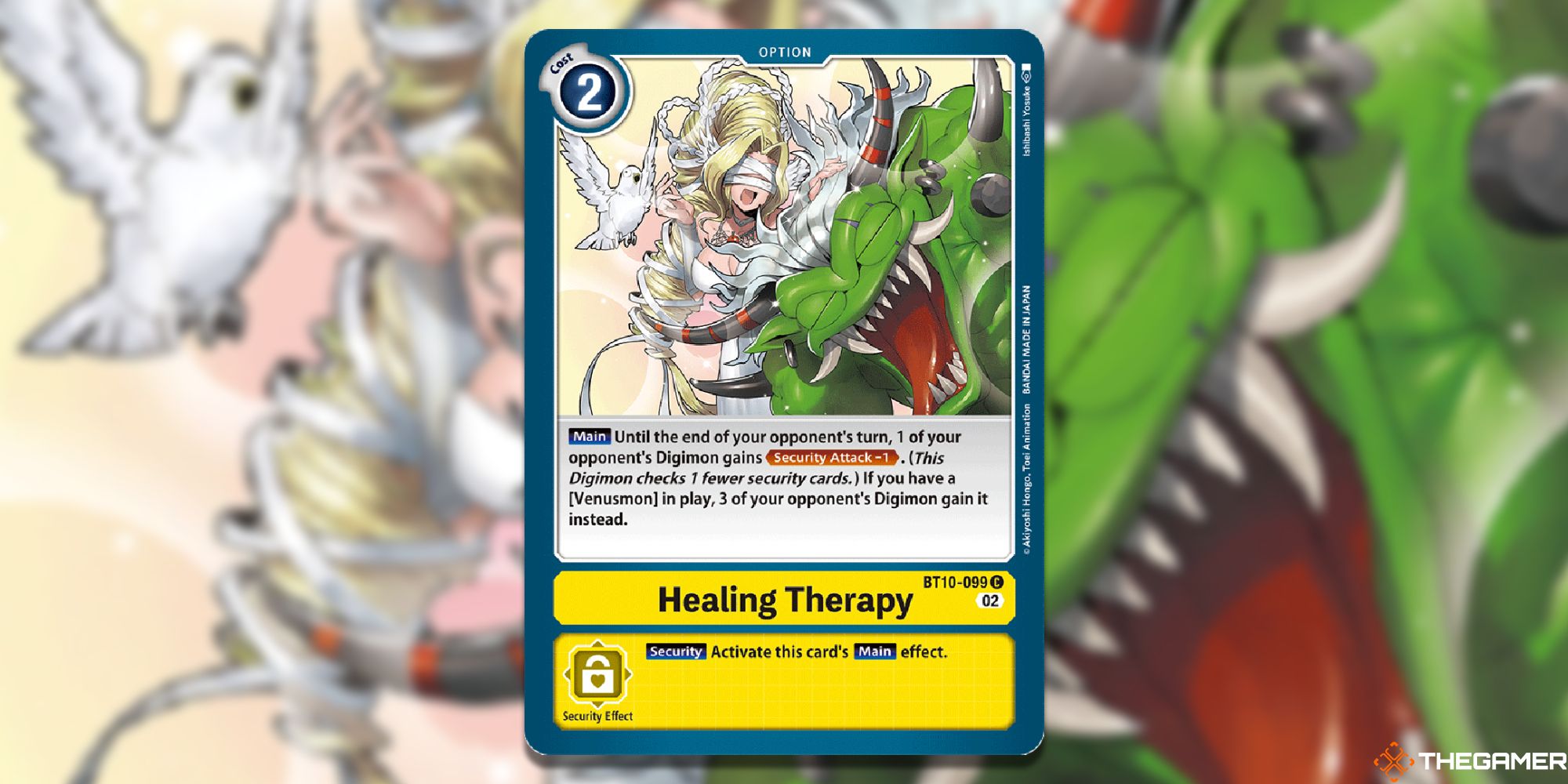 healing therapy card from digimon card game bt10 with blur