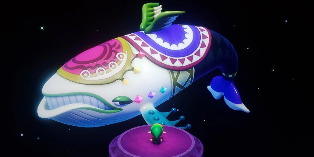 Link in front of the Wind Fish in Link's Awakening.