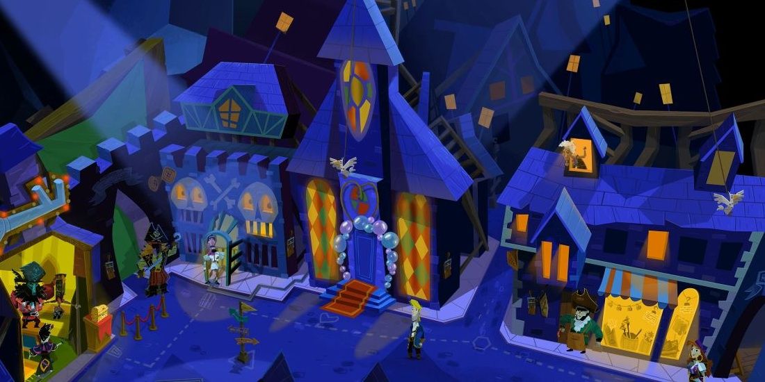A mock-up of Melee Island at the end of Return to Monkey Island