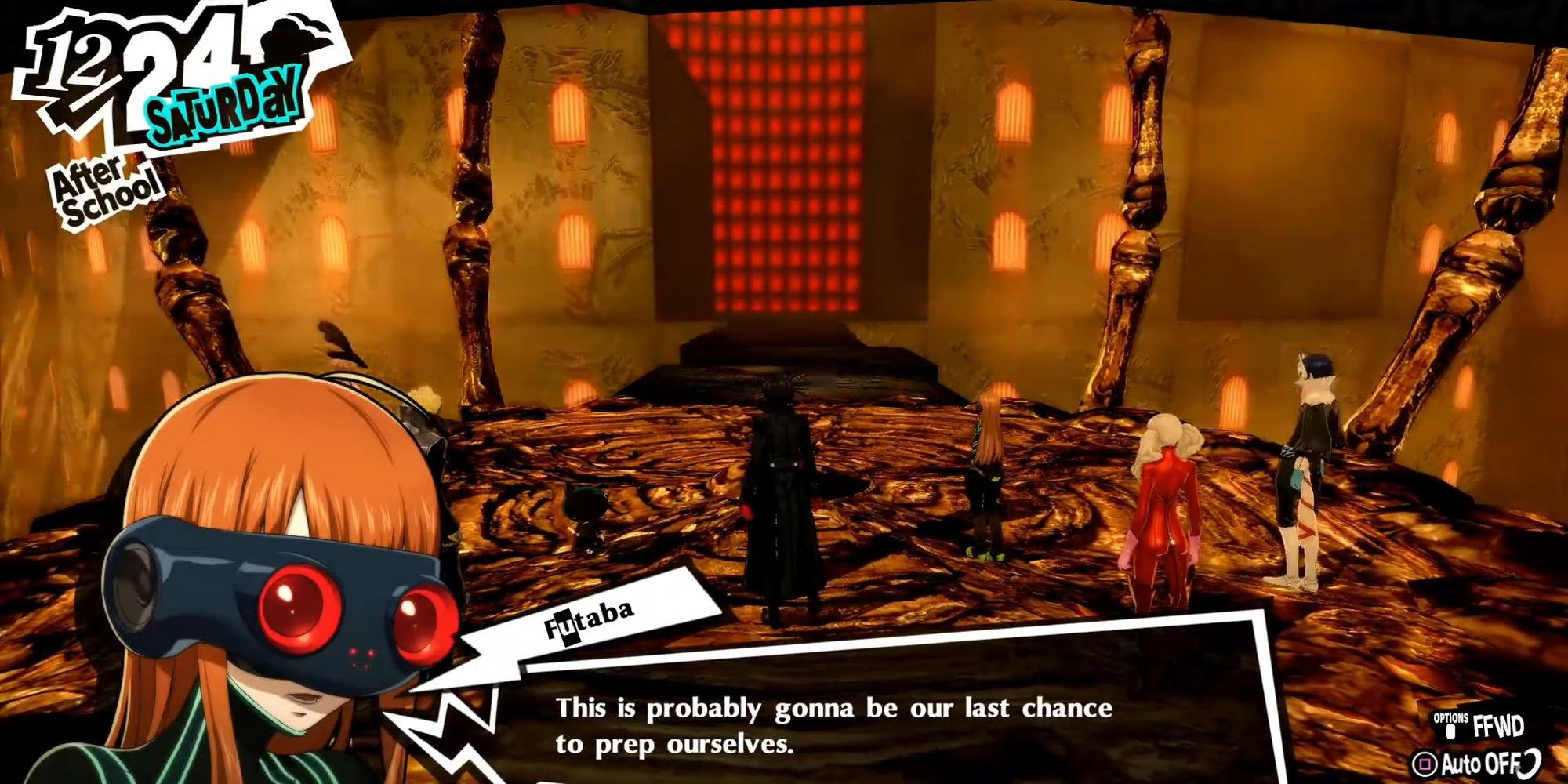 persona 5 royal futaba telling joker to ready the party for the last fight