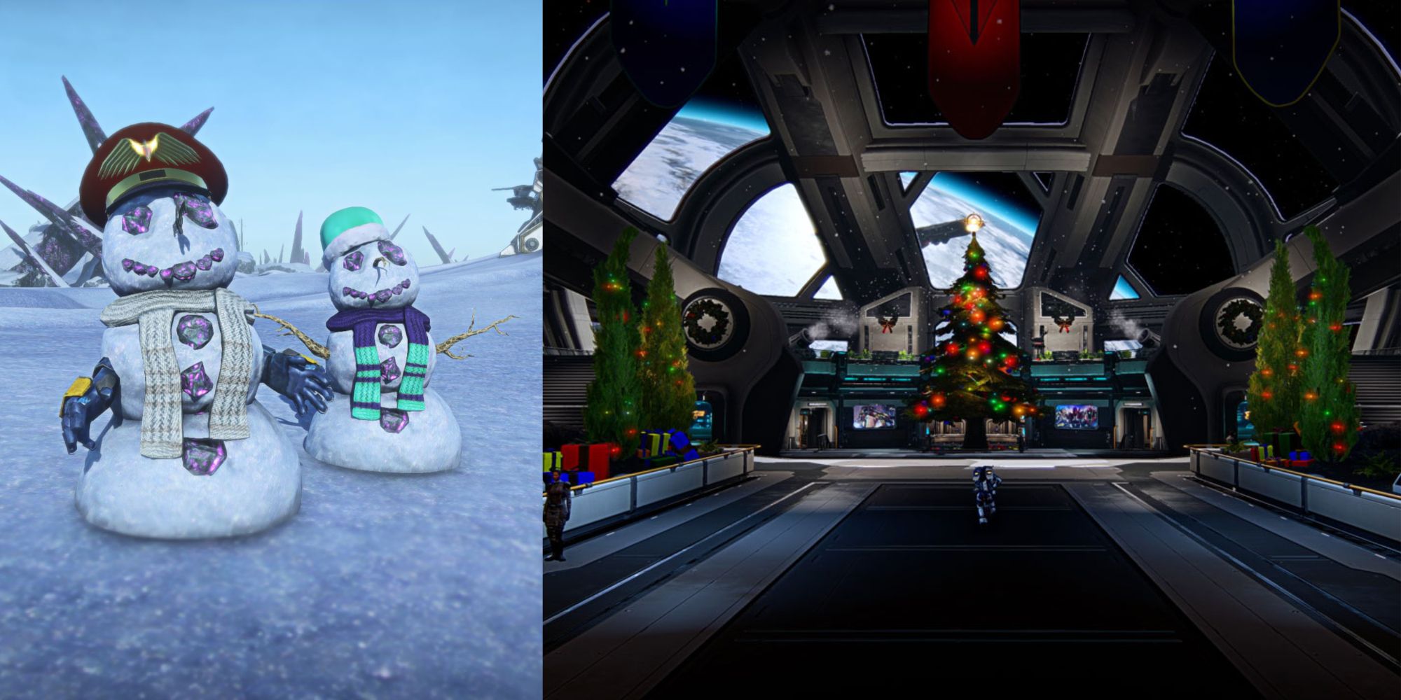 PlanetSide 2 Auraximas Snowmen Soldiers and Decorated Ship
