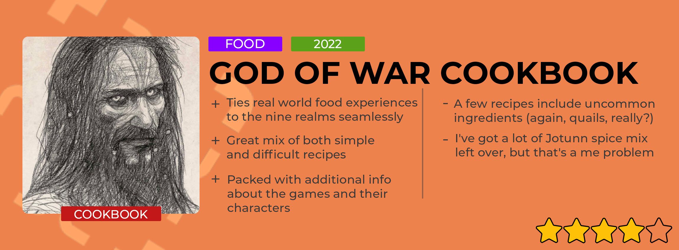 god of war cookbook review card