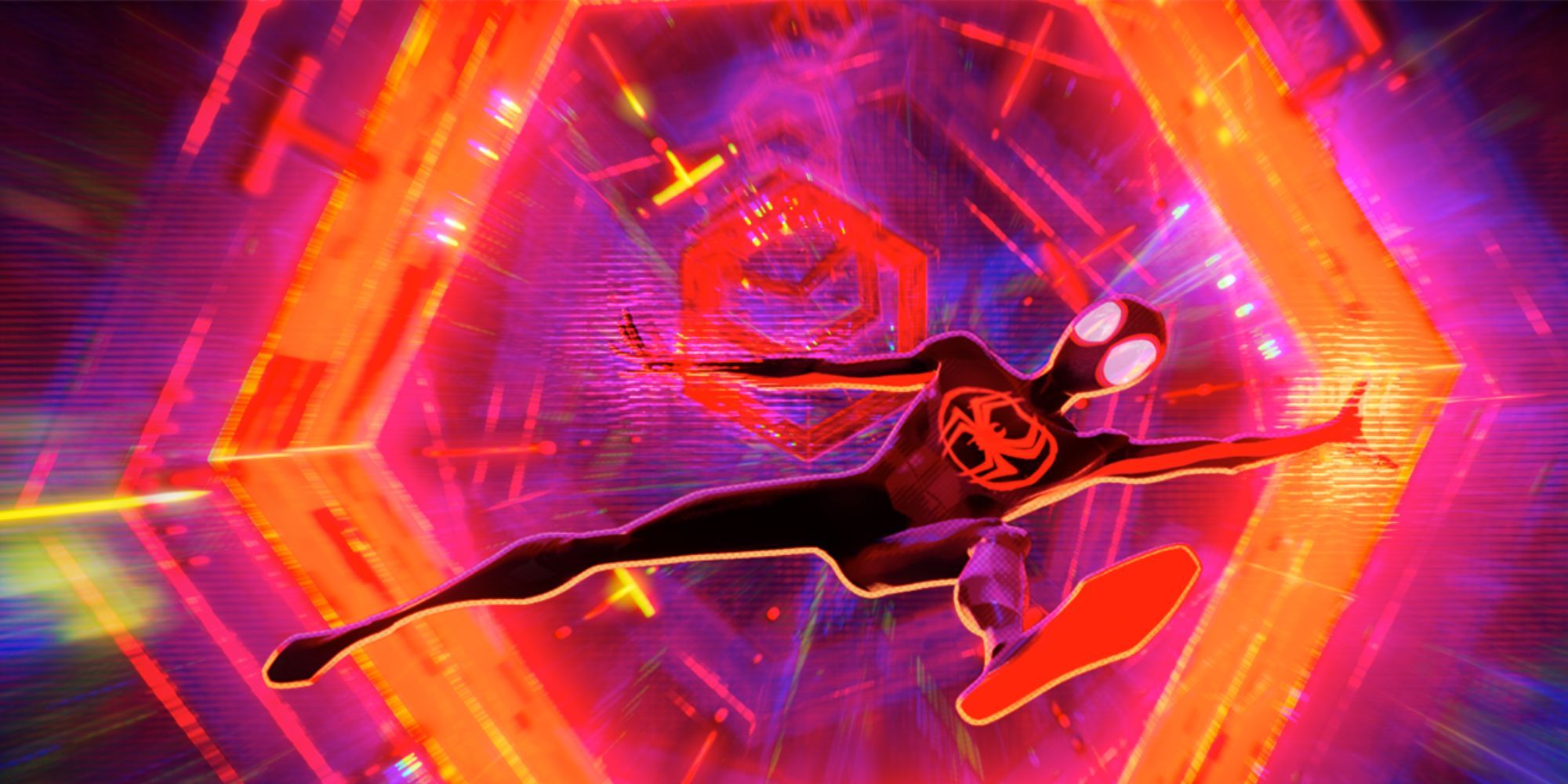 Miles Morales falling into another Spider-Verse.